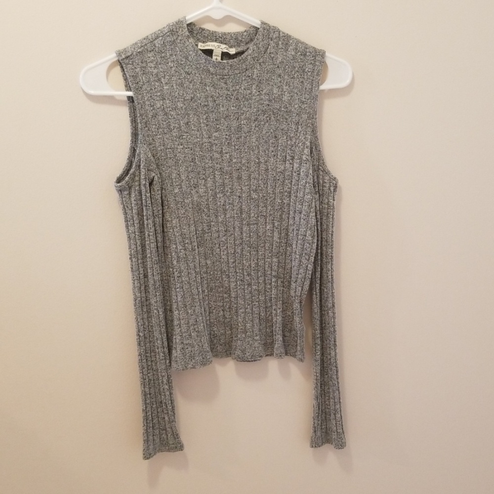 Express Ribbed Cold Shoulder Top - Picture 3 of 6